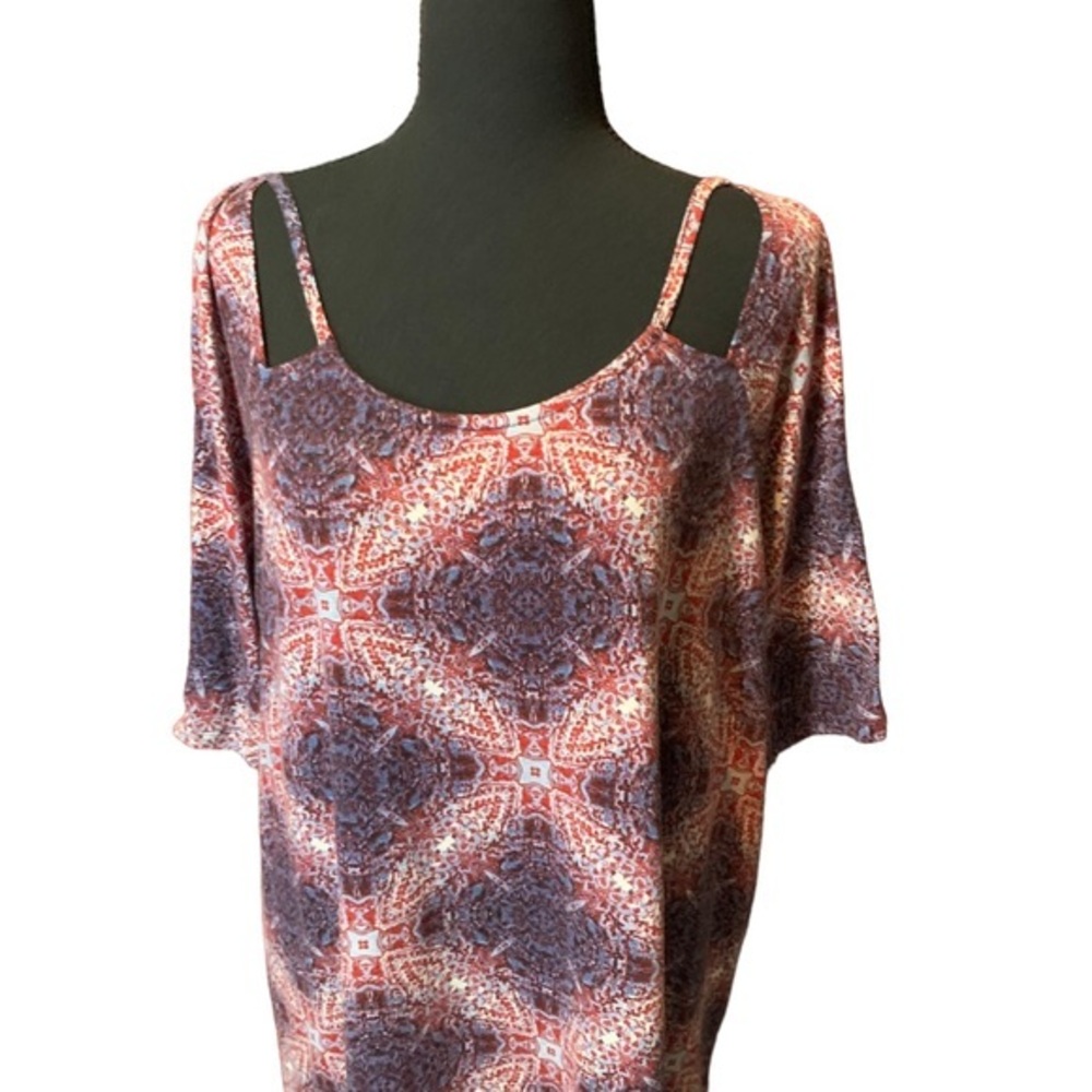 Fred David Patriotic Red White & Blue cut out Tee with lace back plus